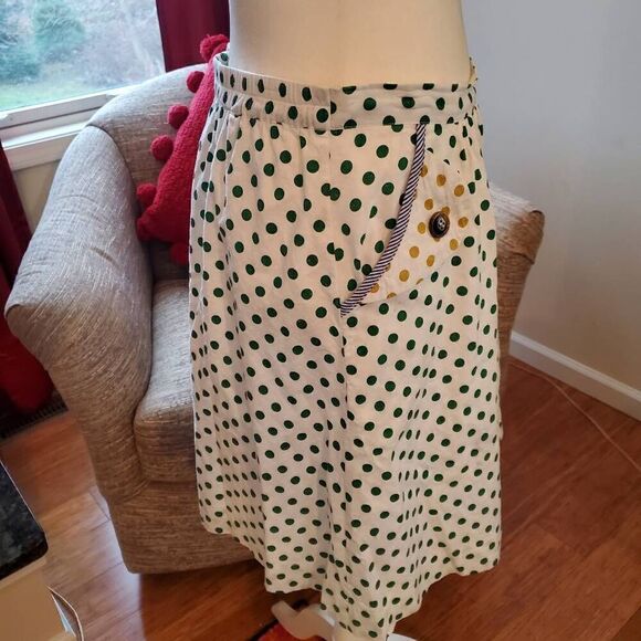 Tulip White Polkadot Cotton Blend Skirt - Size Large - Picture 5 of 15